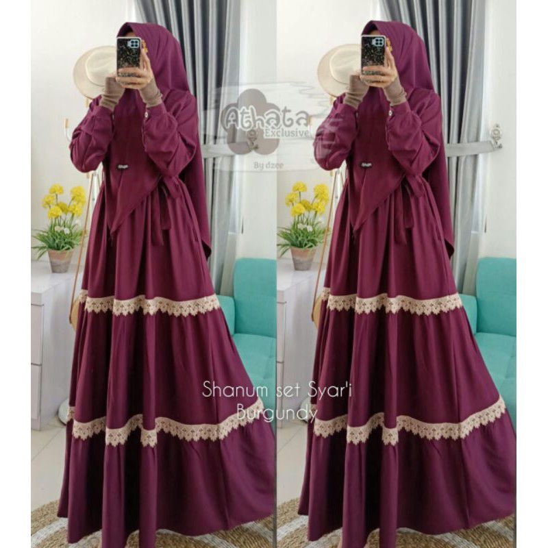(BISA COD) Shanum set syar'i/gamis terbaru Athata/Ori Athata