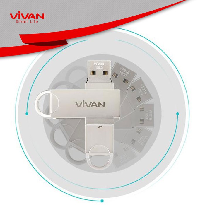 Flashdisk VIVAN VF216 16GB with 360 Rotation Design Silver - Garansi Resmi 5 Tahun