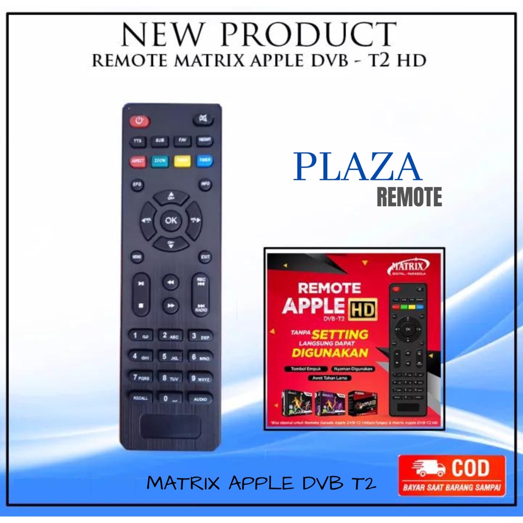 Remot / Remot Set Top Box DVB T2 Matrix Apple HD MERAH / ecer dan grosir