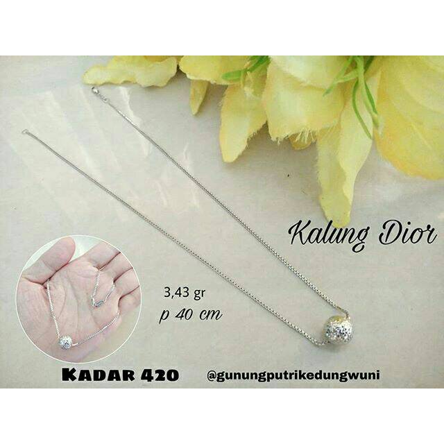 Kalung Emas Putih Dior kadar 420