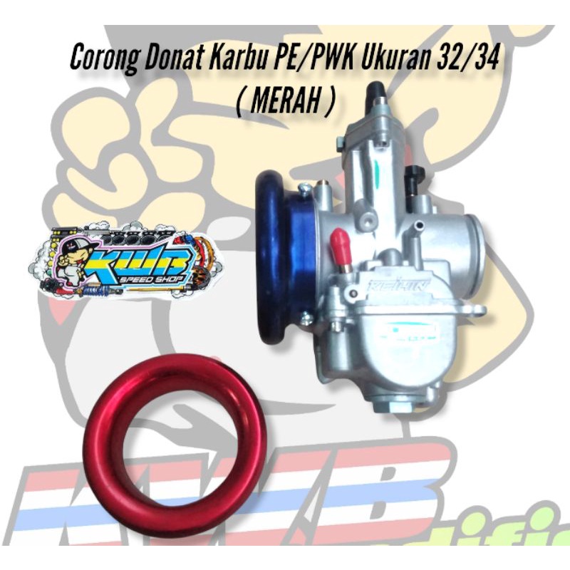 Velocity Karburator Model Donat Flat Corong Karbu PNP PE PWK PWL Air Strike 28 32 34 35 38-Merah PE/PWK 32/34