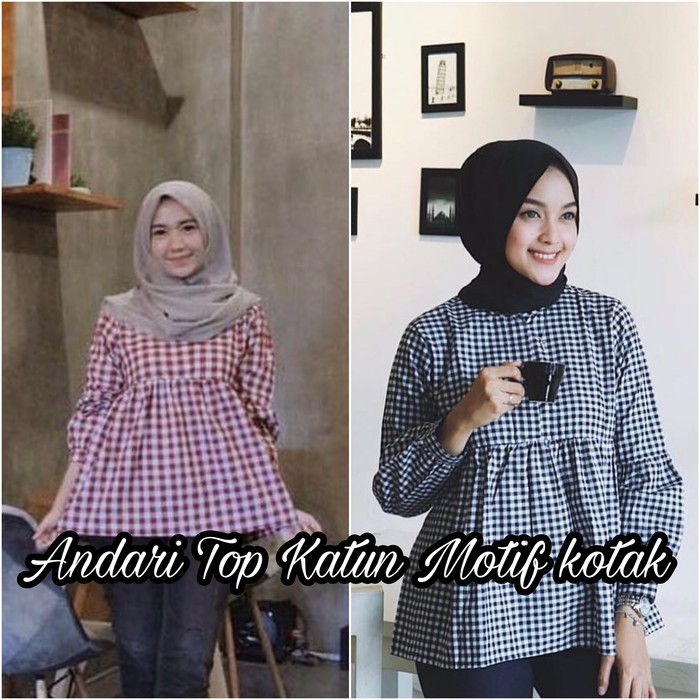 TRENDY  Pakaian atasan ibu wanita blouse set Pakaian wanita murah Atasan katun Baju sleting depan