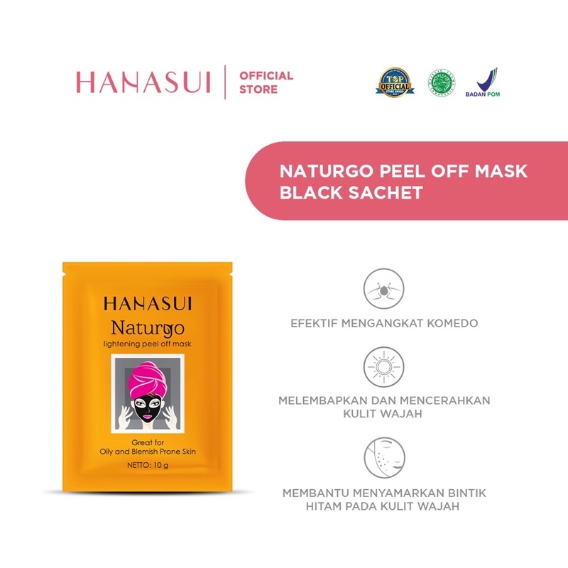 Hanasui Peel Off Mask Black 10gr Masker Perawatan Wajah Muka Lembaran Langsung Pakai Anti Aging Kerutan Wajah Penuaan Dini