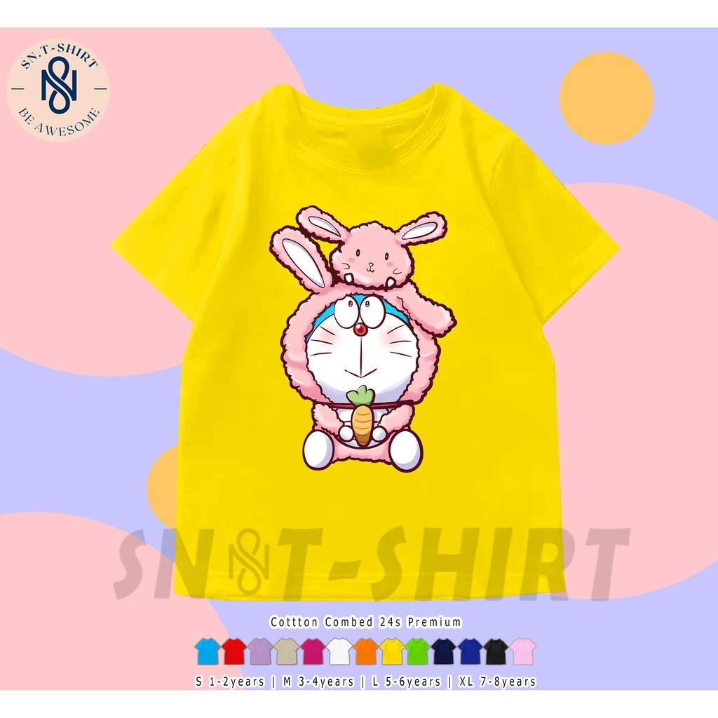 Kaos Anak Doraemon Bunny Kelinci / Baju Kaos Anak Perempuan Lengan Pendek Gambar Doraemon Import Luc