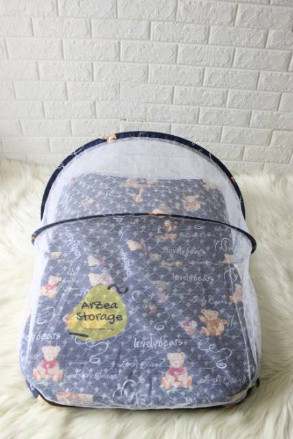 Kasur bayi kelambu set bantal guling lipat bears lovely navy