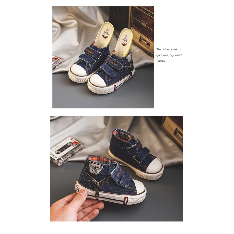 Sepatu Anak Laki Laki DAWN Jeans Sneaker Shoes size 20 - 24 Korean Style Import