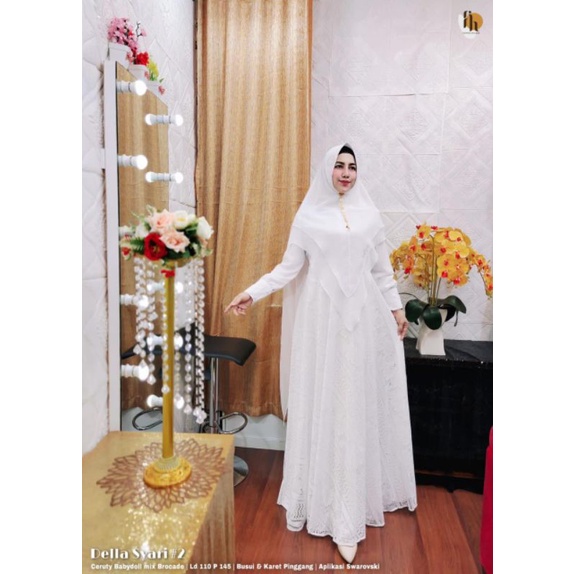 DELLA SET DRESS GAMIS SYAR'I #2 BY FAZA BUTIK LD. 110CM PB. 145CM MATT. CERUTY BABYDOLL MIX BROCADE 