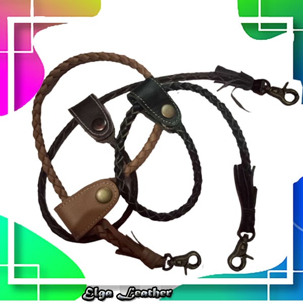 Tali Dompet pria Anyaman Kulit Asli - Rantai kulit dompet