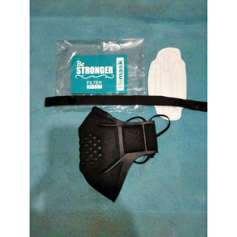 Masker Be Stronger Lifemask Hitam Polos Motif Keren Variasi