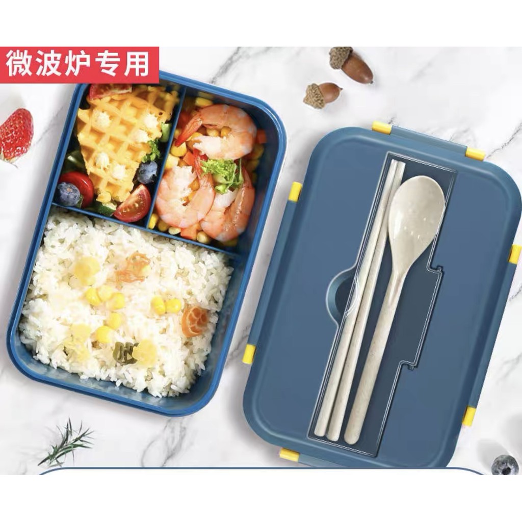 Kotak Makan Plastik Set Kotak Makan Sekat 3 Lunch Box Bento Set