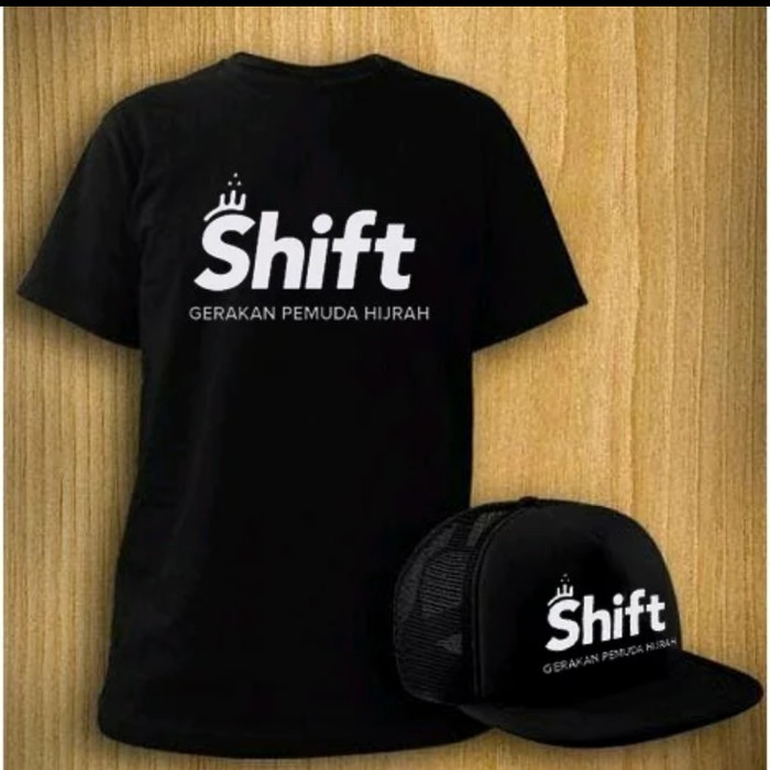 Kaos + Topi Baju  Combed 30S Distro Shift Gerakan Pemuda Hijrah