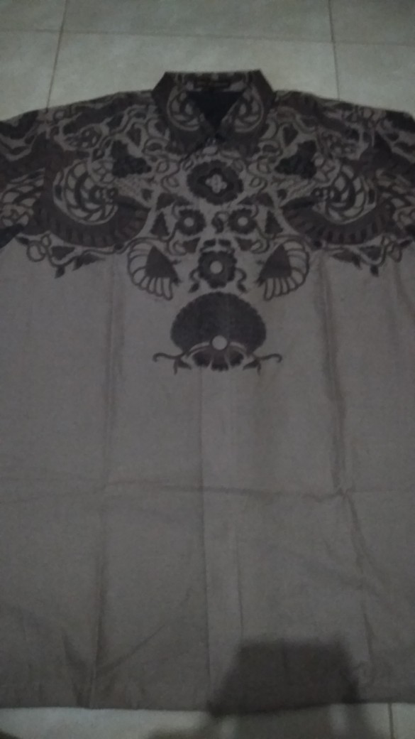 Makutho Coklat Pendek Kemeja Batik Pria Lengan Premium Jumbo Furing Hem Baju Seragam Kantor Modern