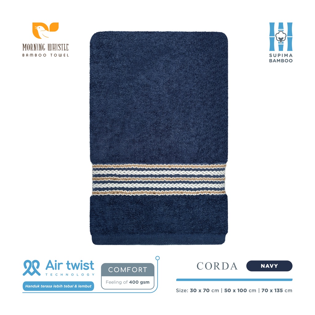 MWB Handuk Mandi Dewasa Morning Whistle Bamboo CORDA / Handuk Mandi / Handuk Travel / Sport Towel