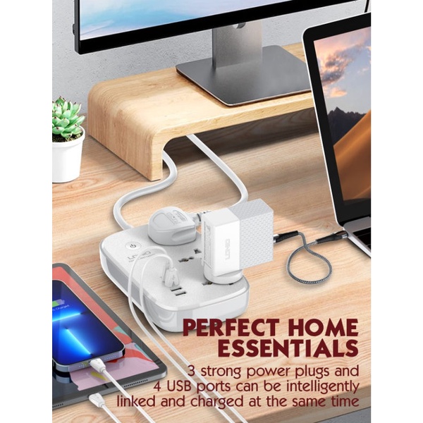 LDNIO SCW3451 DEFENDER SERIES - WiFi Smart Power Strip 3 Socket 4 USB