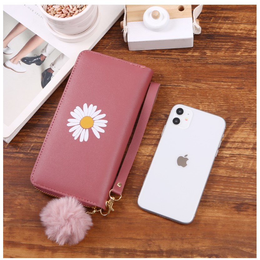 WBS - Dompet Wanita Koin / kartu Dompet Wanita Panjang Motif Bunga Daisy Korean Fashion / TF048-5