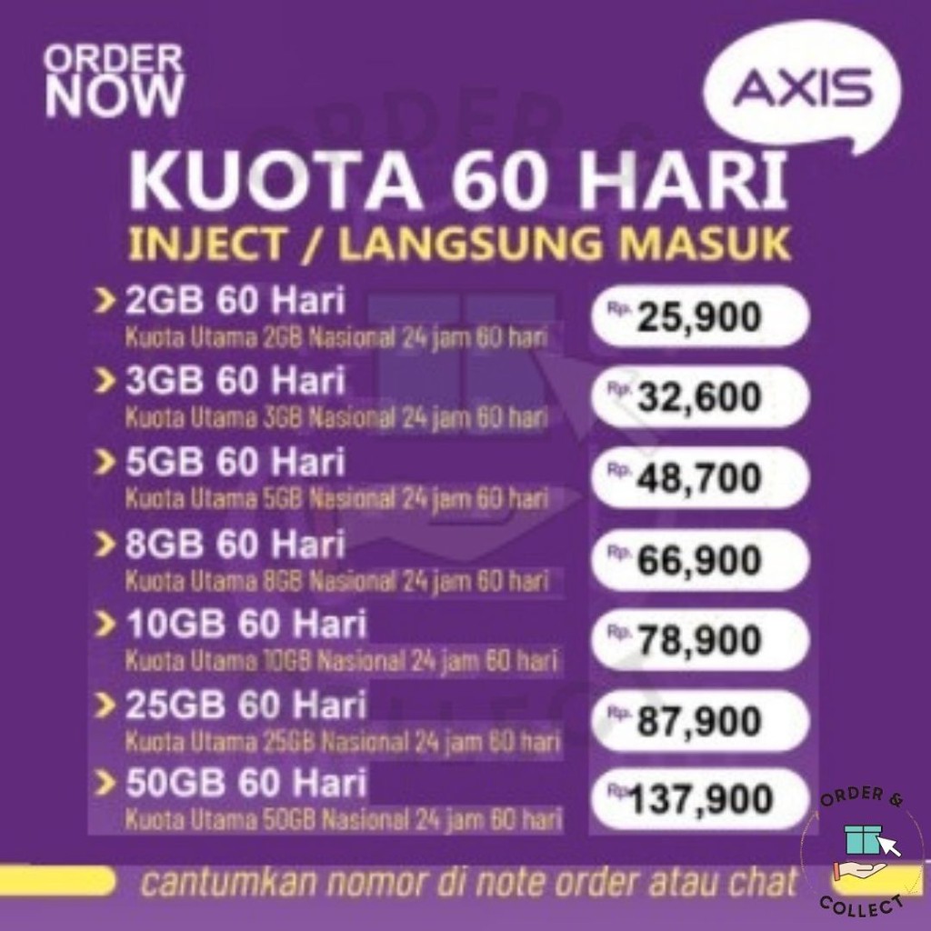 Kuota Axis Murah Masa Aktif 60 Hari 2gb 3gb 5gb 8gb 10gb 25gb 50gb Proses Langsung