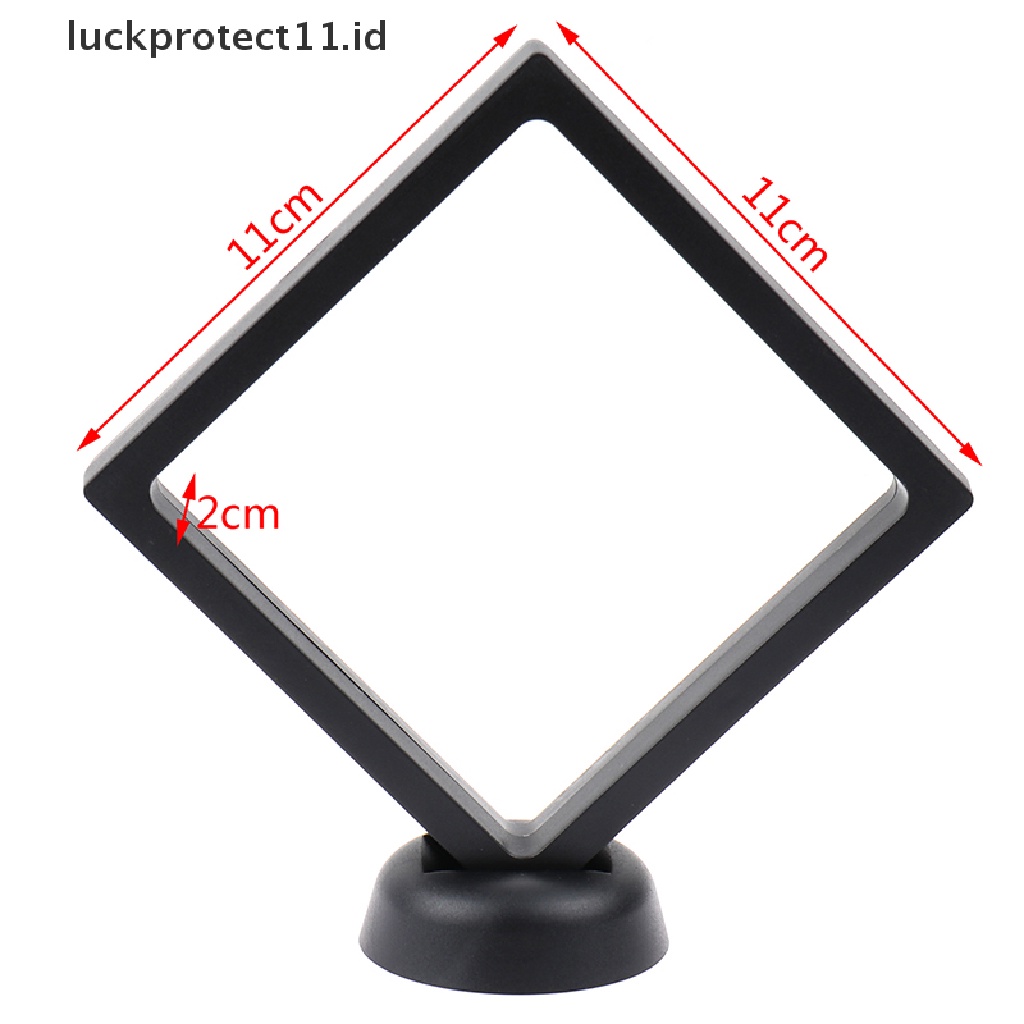 // Hg &amp; ID// Persegi 3D Melayang Perhiasan Koin Display Frame Holder Kotak Case w/Stand