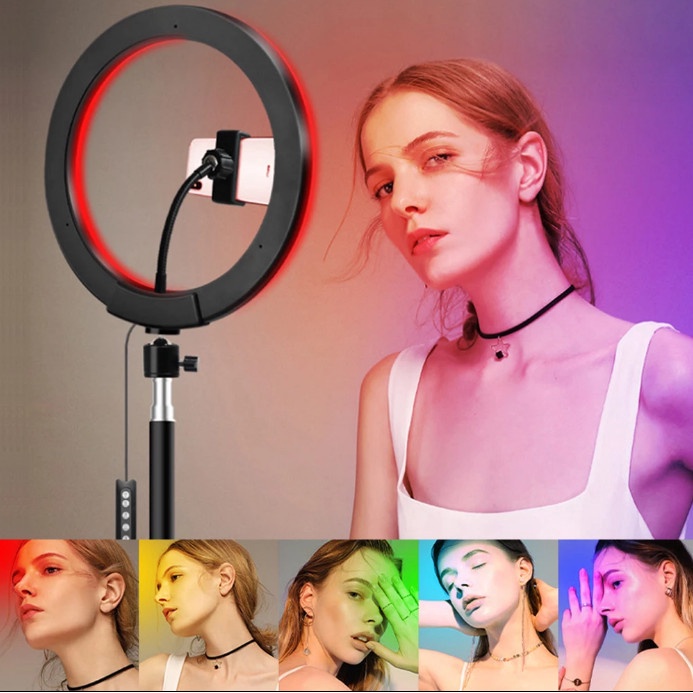 Selfie Ring Light 26cm Lampu Selfie Ring Light Studio RGB 10&quot;