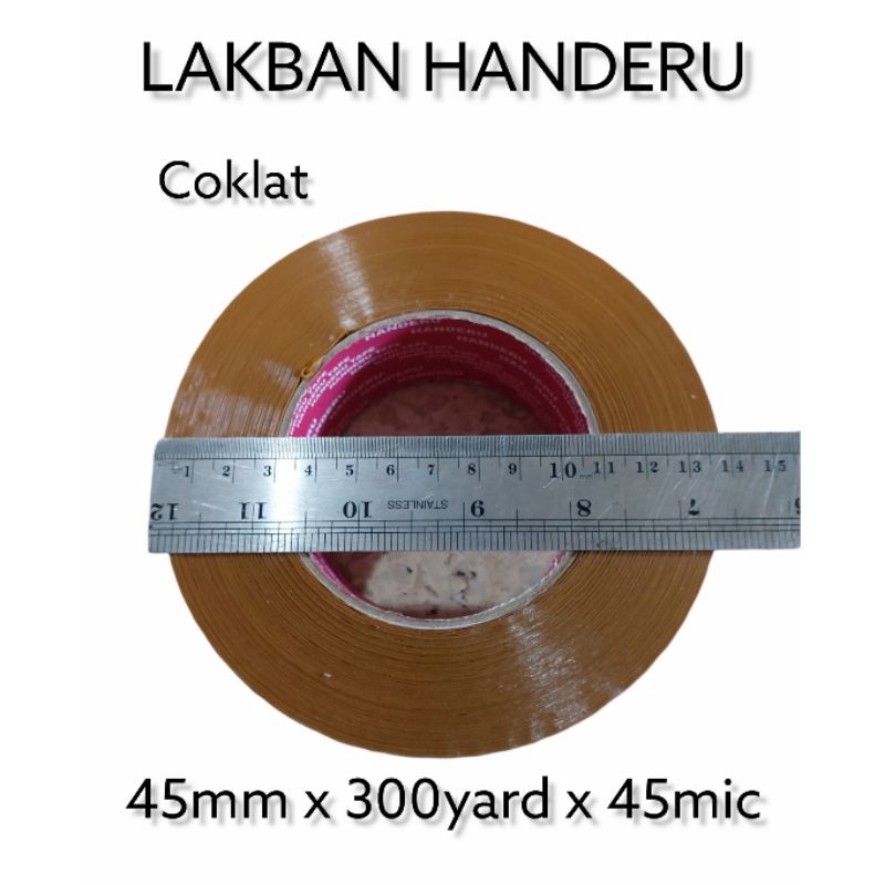 Lakban bening dan coklat 300yard x 45mm x 45mic HANDERU