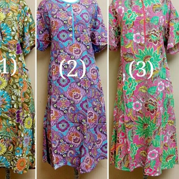 ➹ Daster Batik Kencana Ungu Label Biru Lengan pendek Kode 36 (KUB 36) ☋