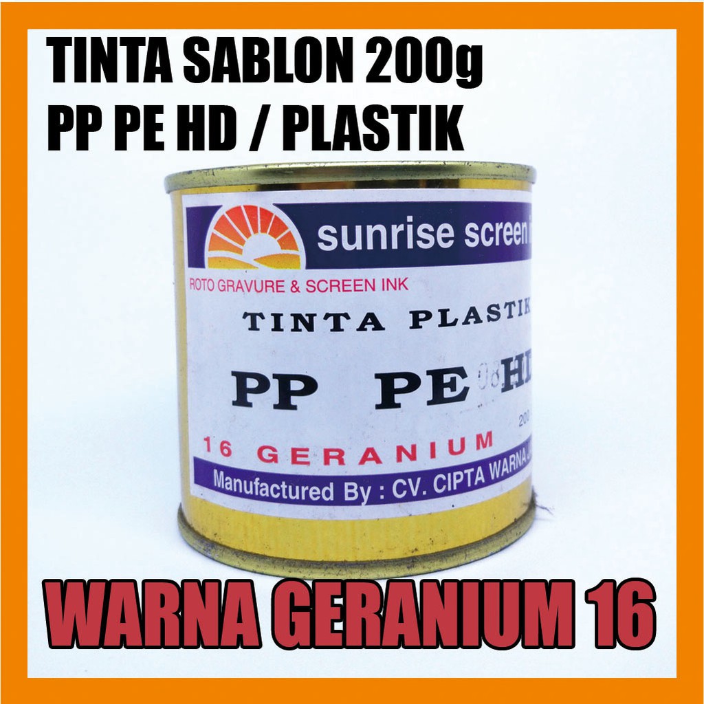 

Tinta Sablon Plastik PPHD 16 GERANIUM 200g
