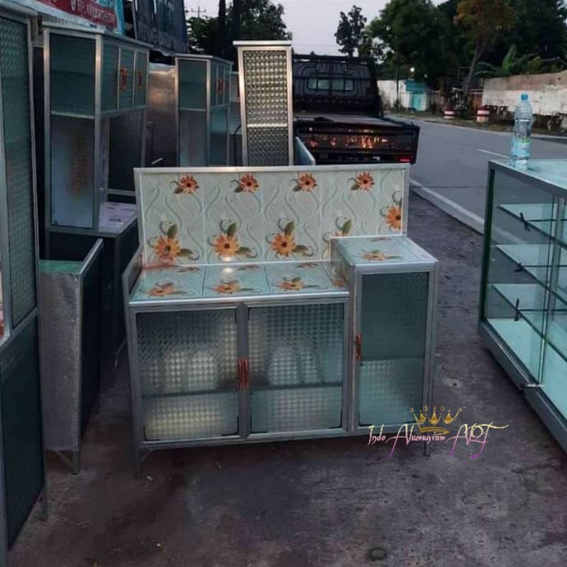 Lemari Rak Piring / Meja Kompor Bahan Alumunium Awet