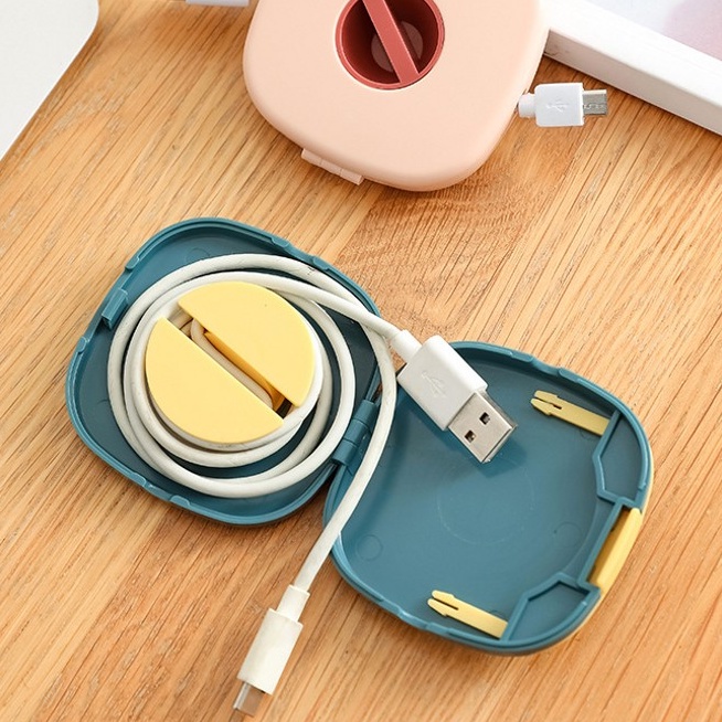 Kotak Penyimpanan Kabel Data / Charger Handphone Multifungsi Dapat Diputar