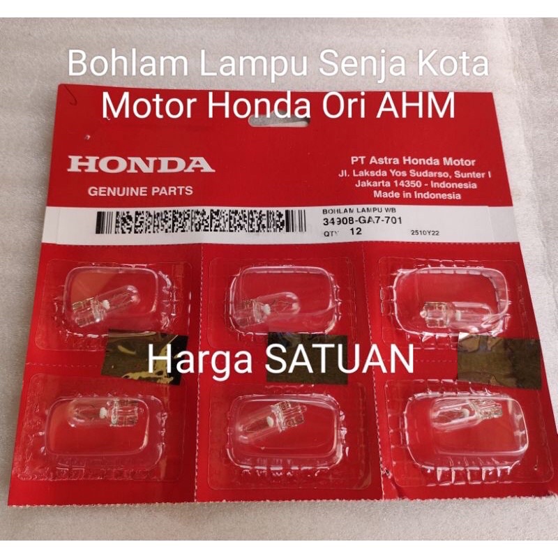 Bohlam Lampu Senja / Kota / Speedometer Kilometer Kilo Meter KM Motor T10-T 10 12V 5 Watt Bening Lampu Kuning Grand Supra Karisma Revo Blade Beat Vario Scoopy Karbu injeksi 34908MB9871