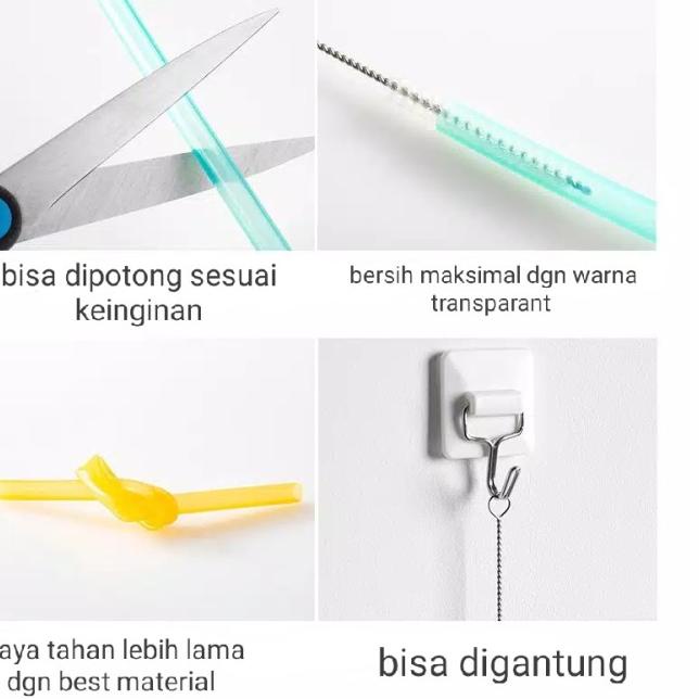 ✿ Sedotan silikon straw silicone Food Grade Free BPA Transparan Set 6pcs - kecil 8x235mm ✮