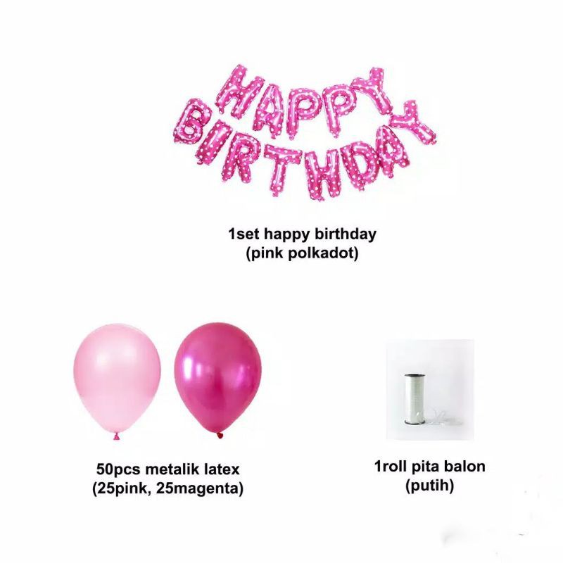 Paket Simple Birthday Party Pinky Lover Murah Set