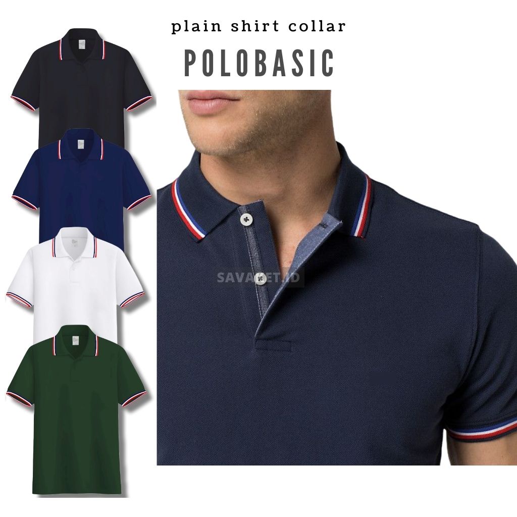 Baju Pria Kerah Polos Model Polo Shirt / Kaos Cowok Distro Keren Lengan Pendek Garis / T Shirt Casua