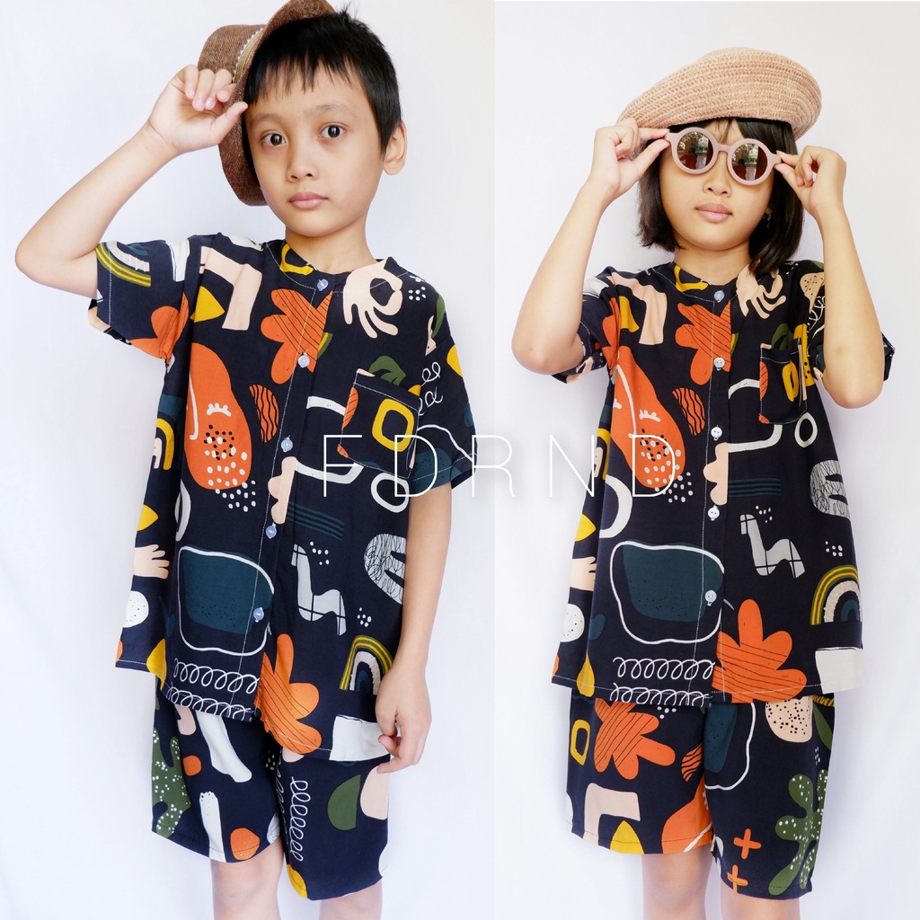 Oneset Anak Unisex Setelan Celana Setcel Rayon Anak Piyama Pajamas Baju Tidur Anak Tanggung Anak SD