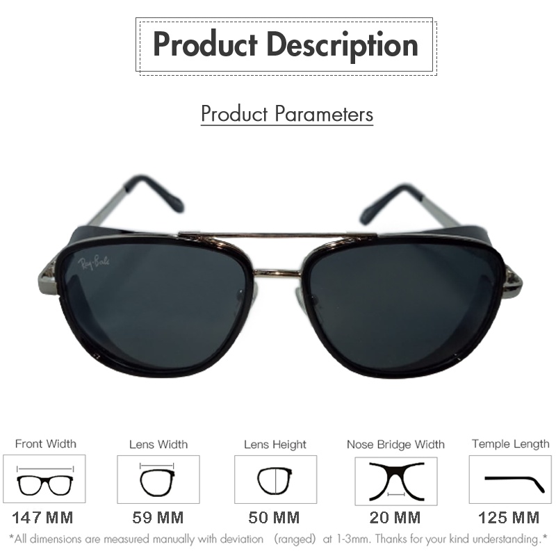 KACAMATA AVIATOR UNTUK COWOK MODEL TERBARU DAN TERLARIS Kacamata Hitam Kacamata Pria Dan Wanita Unisex Kacamata Hitam Lensa Anti UV Sinar Matahari kacamata steampunk Tony Stark full black