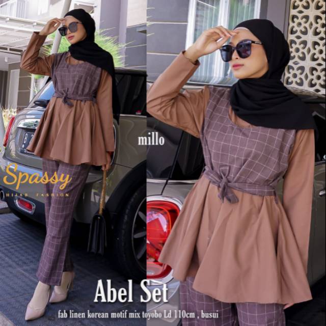 TERBARU || spassy hijab fashion abel set fab linen korean motif  mix toyobo LD 110 cm || M.I