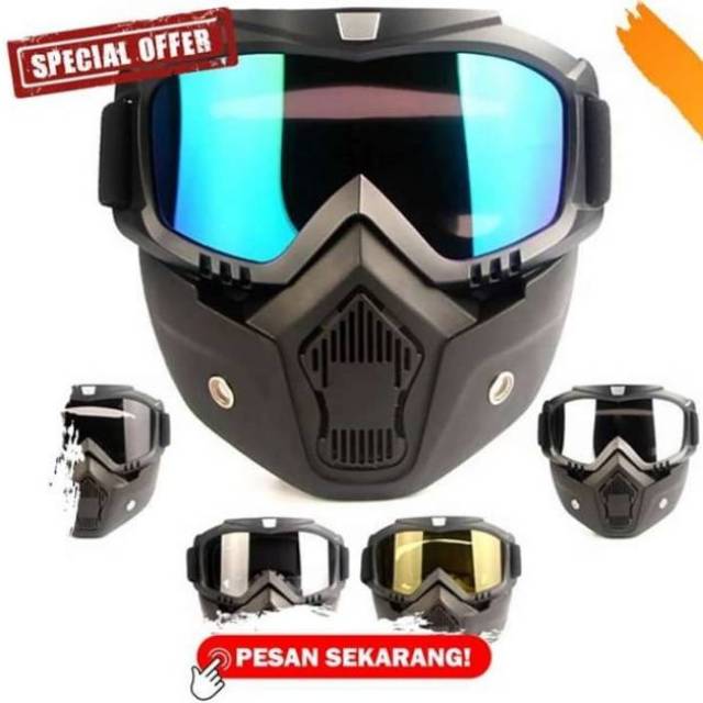 Terbaru ! TaffSPORT BOLLFO Kacamata Goggles Mask Motor Retro Windproof - MT-01