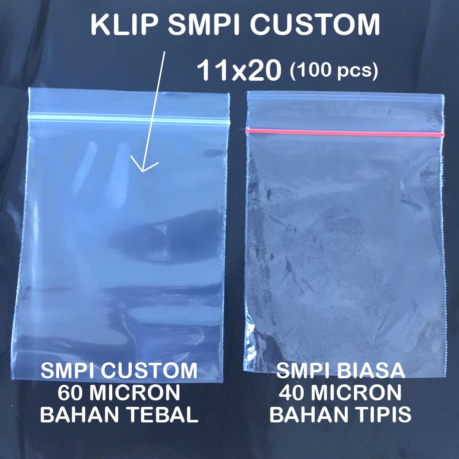 KLIP PP SMPI CUSTOM 11x20 60 MICRON TEBAL PLASTIK ZIPPER