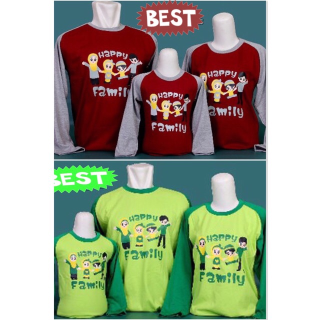 KAOS COUPLE FAMILY "HAPPY FAMILY" kaos raglan lengan panjang anak & dewasa merk Genuine Oskosh