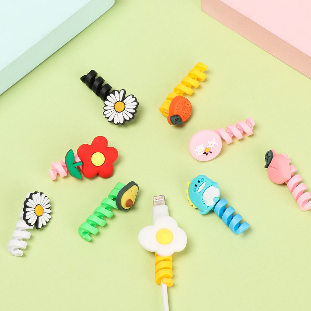 ROW Soft Cable Bite USB Wire Cord Protectors Data Line Protector Tube Cable Silicone Protective Case Cartoon Winder Cover Charging Cable Cover