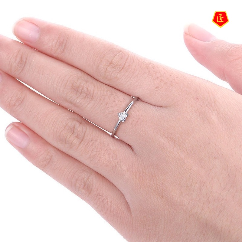 [Ready Stock]Simple Personality Heart-Shaped Diamond Ring