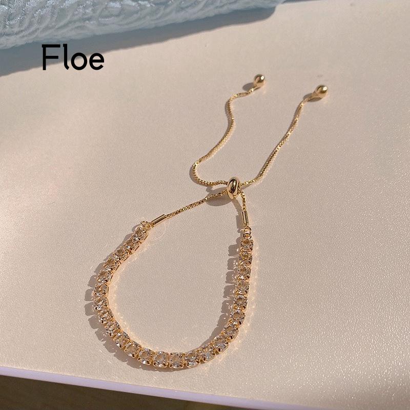 Fl Gelang Tangan Wanita Hias Zircon Adjustable Untuk Musim Panas