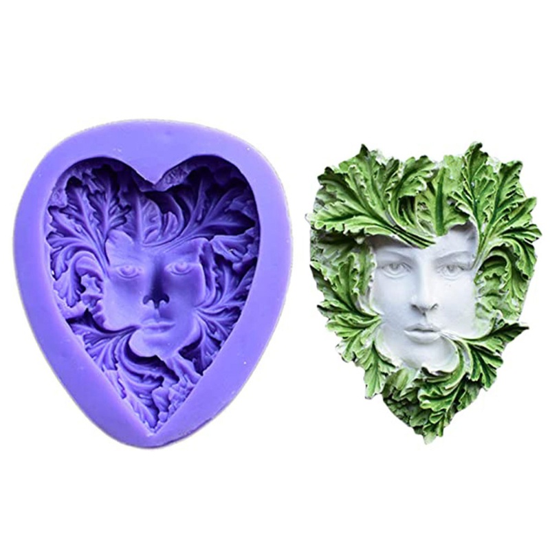 SIY  Girl Leaf Face Shape Silicone Cake Soap Mold Rattan Fairy Face Epoxy Resin Molds