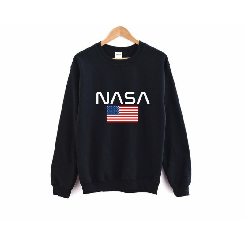 Sweatshirt NASA Flag BIGSIZE S - XXXXXL(6XL) Sweater Crewneck NASA Pria Wanita OVERSIZE Jumbo