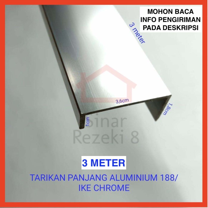 Profil Aluminium Tarikan 188 CH Lis Frame Handle Lemari Pintu Edging