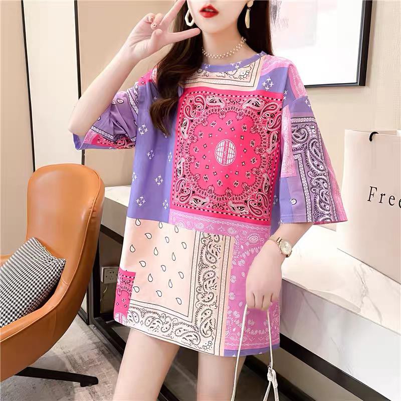 BISA COD - Oversize Tee Korea Tshirt Wanita Model Longgar Motif Batik