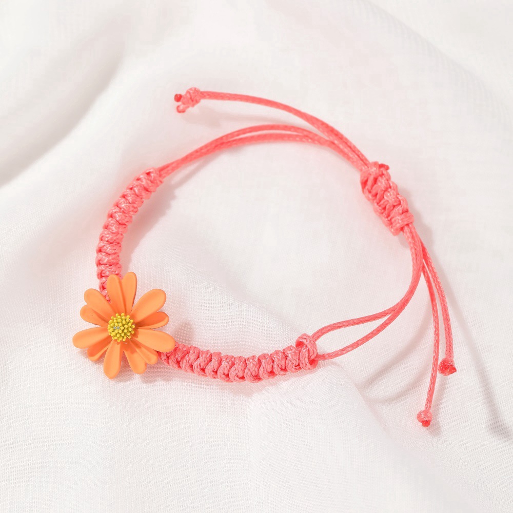 Gelang Wanita Bunga Warna Murni Korea Fashion Daisy Kecil Gelang Tali Dikepang Aksesoris Siswa / Pacar / Pasangan