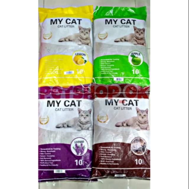 Pasir Kucing Gumpal Wangi My cat 10 litter aroma Lavender/Coffe/Lemon/Apel