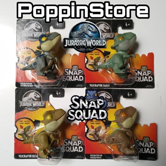 Figure | Jurassic World Snap Squad Velociraptor Lengkap Blue,Charlie,Delta,Echo
