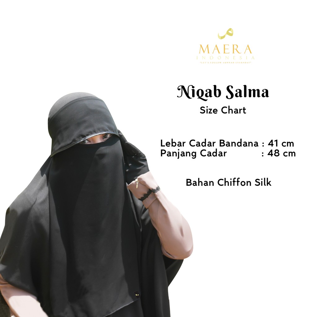 Maera Cadar Bandana JetBlack Poni List Sifon Silk Premium SALMA tanpa jahitan dibawah mata