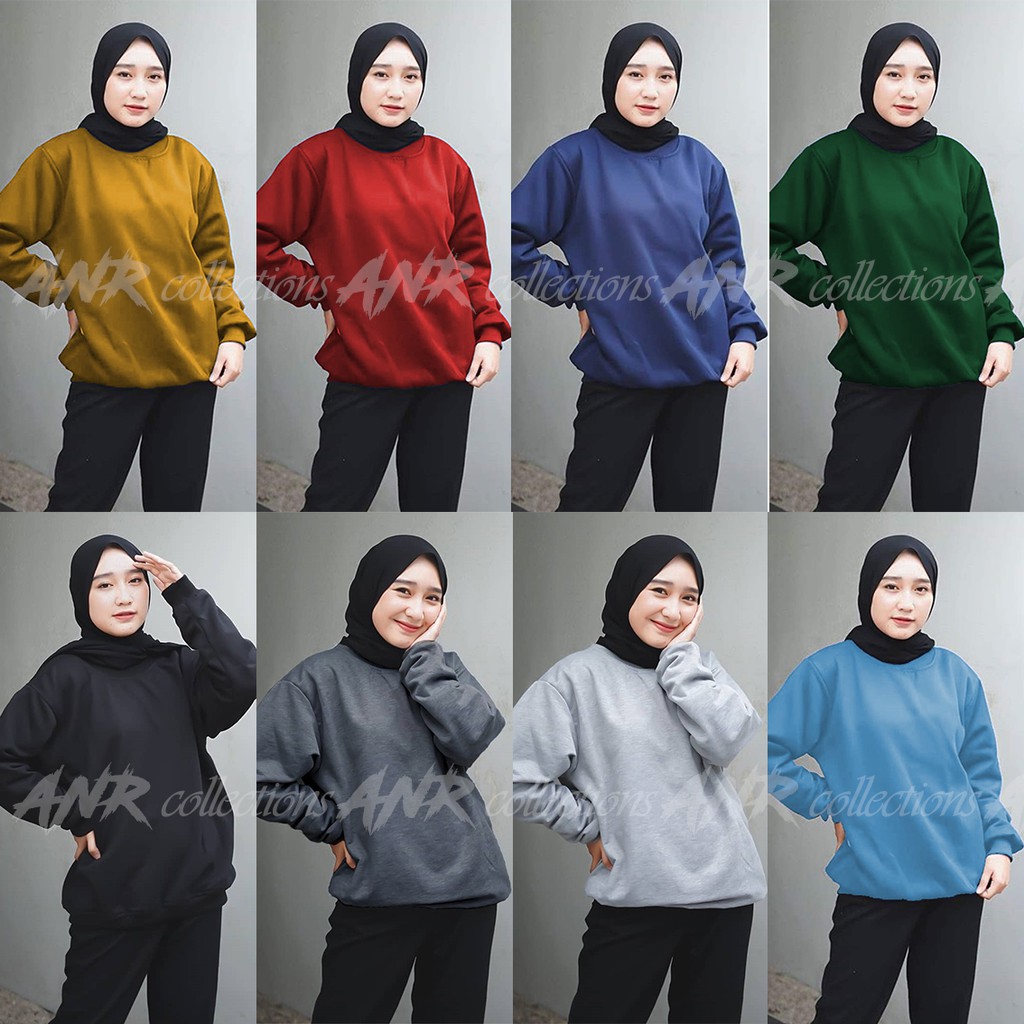 Sweater Basic Oblong Polos Wanita/Cewek Murah Berkualitas Promo - Hitam/Abu Misty/Merah/Navy/Abu Tua