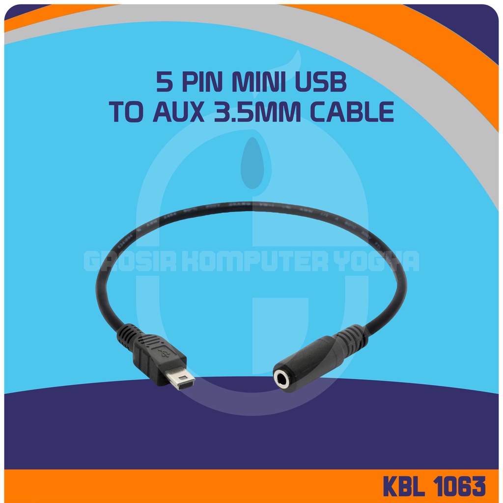 Jual 5 Pin Mini USB to AUX 3.5mm Male Female Adapter Cable Kabel